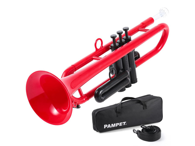 Professional Plastic Bb Trumpet Standard Trumpet Set for Student Beginner With 7C Mouthpiece and 3C Mouthpiece, Bb Trumpet Instrument, Red