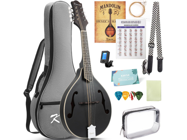 Mandolin Instrument A Style, Acoustic Mandolins Instrument Kit 8 String with Tuner Strap Gig Bag Chord Chart for Professional Beginners Adults...