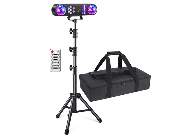 DJ Lights with Carry Bag,5IN1 DJ Party Lights with Stand Party Light Disco Light by Remote Control Sound Activated Uplights for Gig Band Wedding...
