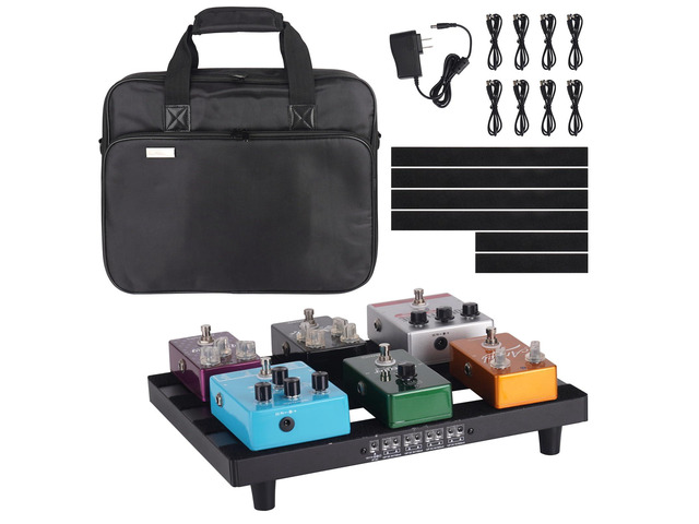 Guitar Pedal Board with Built-in Power Supply 14' x 10.6' Aluminum Pedalboard