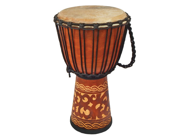 Percussion Djembe Standard line carve Handmade Drum Circle Instrument, Carved Mahogany, 20' tall, 10' head, NK149