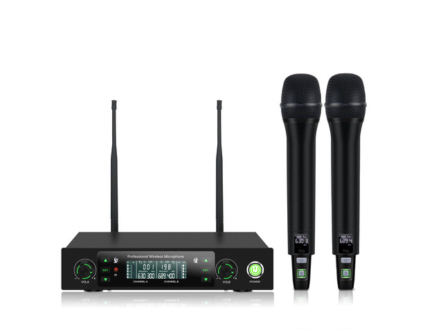 Wireless Microphone System, Dual Metal Cordless Mic Set for Karaoke Singing, Church, DJ, Party, Wedding, 500ft Long Range, Auto Scan,...