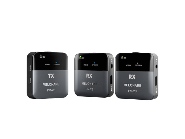 2-Receiver Portable Wireless in-Ear Monitor System PM-2S-2R Wireless transmitter and 2 receivers, 24bit/48kHz audio, mono/stereo switch, OTG...