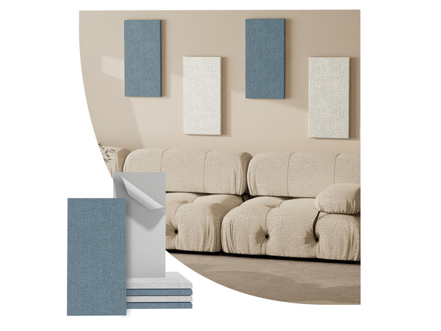4PCS Acoustic Panels, 24'x12' Fabric Acoustic Panels for Walls, Self-Adhesive Sound Absorbing Panels for Home, Office, Studios (Slate Navy & Chalk...
