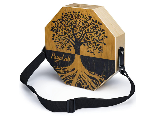 Two-tone Cajon, Portable Travel Wooden Drum with Adjustable Strap, Easy to Carry, Unique Appearance, Beautiful Percussion Instrument (Natural Brown)
