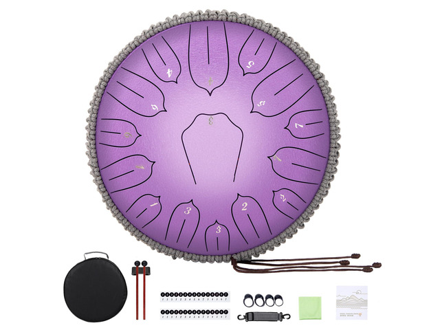 Steel Tongue Drum 12 Inch 15 Notes: Handpan Drums Set with Music Book Mallets Carry Bag - Hand Pan Instrument for Adults Musical Education...