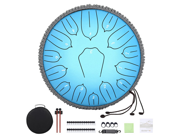 Steel Tongue Drum 12 Inch 15 Notes: Handpan Drums Set with Music Book Mallets Carry Bag - Hand Pan Instrument for Adults Musical Education...