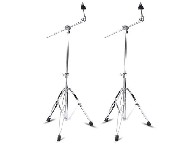 2 Pack Boom Cymbal Stand, Adjustable Cymbal Stand for Crash, Ride, Splash Cymbals, Stable Double-Braced Tripod Legs with Rubber Feet Drum Hardware...