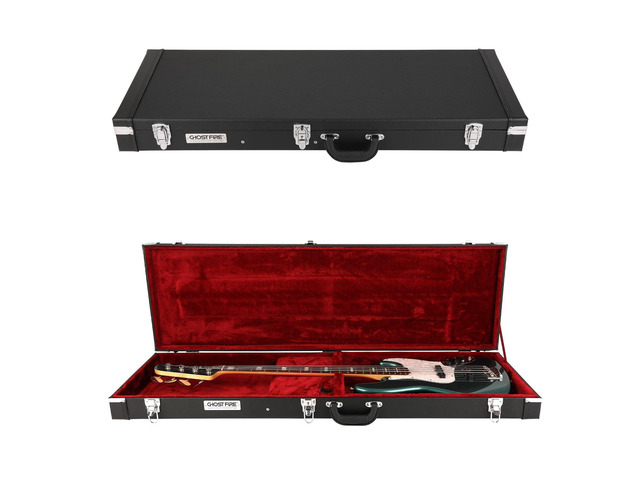 Electric Bass Super Thick Hard Case for Bass, V-EB Black Portable Hard-Shell Case With Lock, Super Thick Case Fit for Bass, Soft Velvet Lining...
