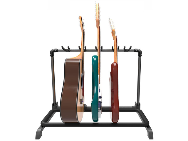 Multi Guitar Rack Stand, Foldable Universal Display Holder for 5 Guitars, Heavy Duty Floor Organizer with Adjustable Hooks for Acoustic, Electric,...