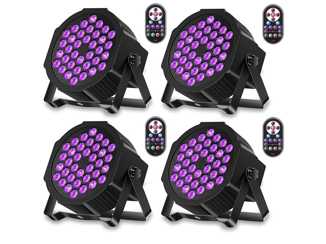 36LED Black Lights, 72W UV Blacklights Stage Lights with Glow in The Dark Party Supplies by Remote DMX Control for Christmas Blacklight Tapestry...