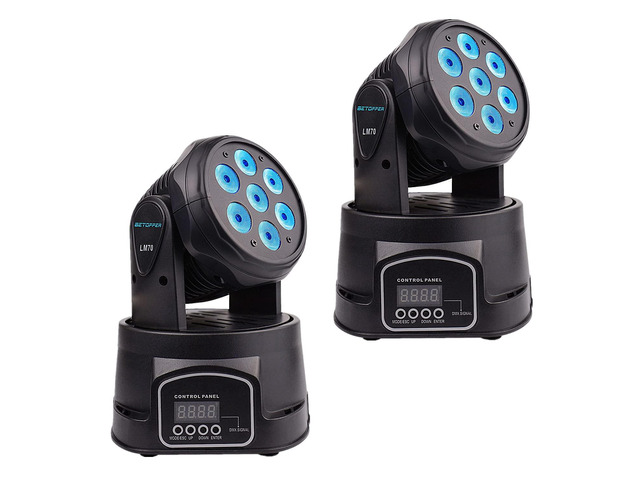 7x8W Moving Head DJ Lights,RGBW Stage Lighting-2 Packs 7x8W RGBW LEDs, DMX512/Auto/Sound/Master-Slave, Mini Moving Head Light For Stage, Party,...