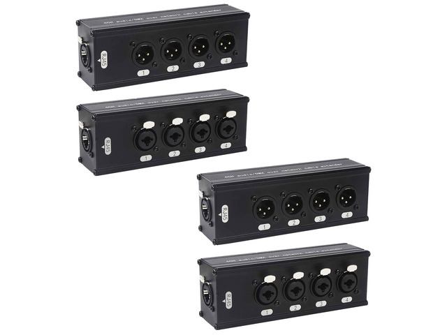 4-Channel DMX XLR to Ethernet Extender, 3-Pin XLR Male/Female & Ethercon Adapter, Cat5/Cat6/Cat7 Network Cable Converter (2 Pair: Male + Female) ...