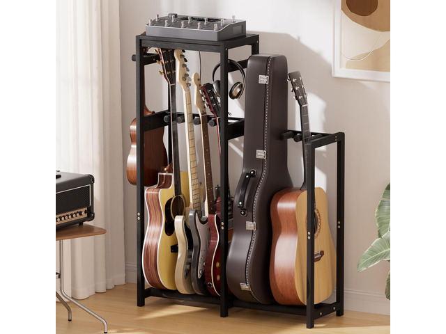 Guitar Stand, Guitar Rack for Acoustic, Bass, Electric Guitar, Multi Guitar Display Stand Adjustable Bamboo Guitars Holder, Multiple Guitar Stands...