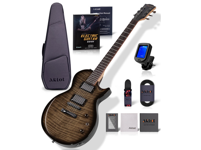 24-Fret Electric Guitar Kit, 40 inch Single Cut (LP Style), Modern Playability Coil-Split Humbucker Pickups, 18:1 Tuning Pegs,W/Guitar Accessories...