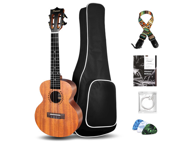 BAM48 30 Inch Ukulele Red African Mahogany Starter Kit Handmade Craftsmanship, Warm Mahogany Tone, Beginner Friendly, Complete Starter Accessories