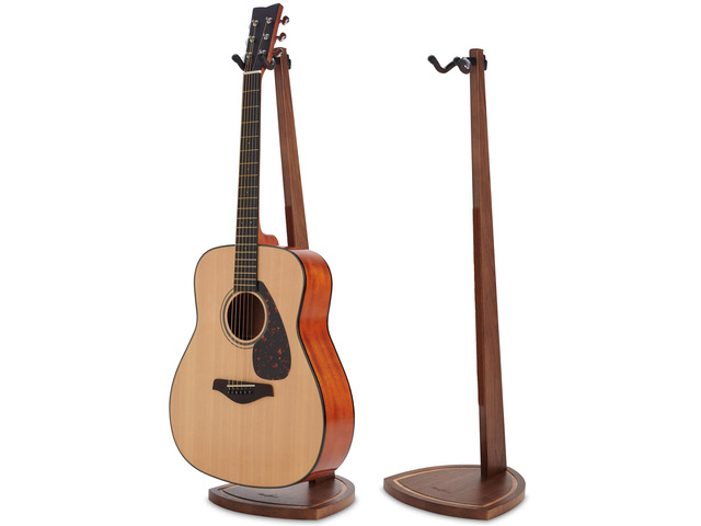 Double Guitar Stand, 2 Pack Wooden Guitar Stand Floor with Hanging Yoke Fit Electric/Banjo/Mandolin, Black Walnut Wood, Handcrafted, for Home...