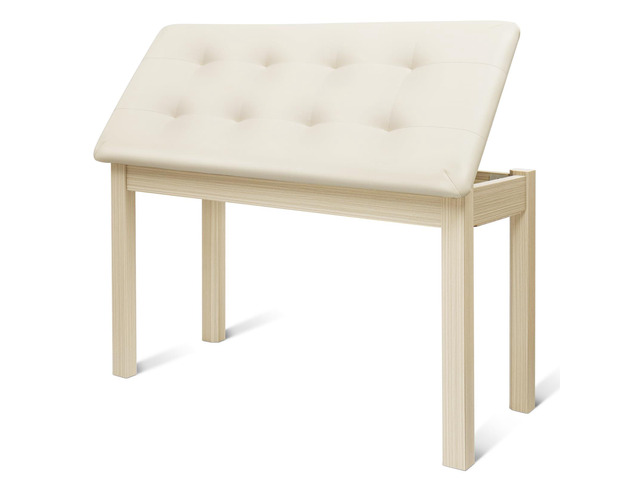 Duet Piano Bench with Padded Cushion and Storage - Solid Wood Keyboard Bench Bookcase Stool Chair Seat Vanity Stool Tufted Wooden Piano Seat,...