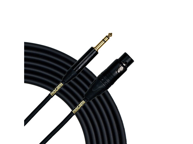 GOLD TRS-XLRF-10 Balanced Audio Adapter Cable, XLR-Female to 1/4' TRS Male Plug, Gold Contacts, Straight Connectors, 10 Foot