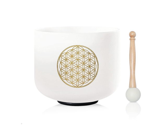 528HZ C Note 8 Inch Flower Of Life Crystal Singing Bowl Meditation Sound Bath Sound Healing Chakra Singing Bowl