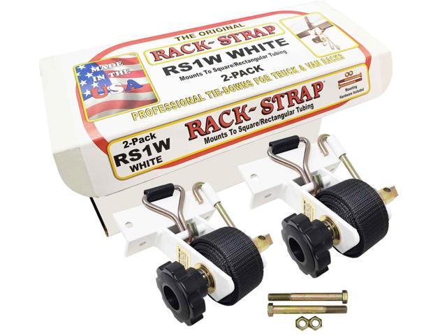 2 Pack, The Original American Made Ladder Rack Tie-Downs, Right Angle Mounting Bracket, RS1W White Right Angle Mounting Bracket, Bolt Mounting...