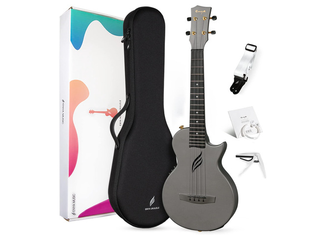 NOVA UE Pro 26' Travel Carbon Fiber Acoustic-Electric Ukulele, Black AcousticPlus Pickup, Built-In Effects, USB Rechargeable, Lightweight 1.98...