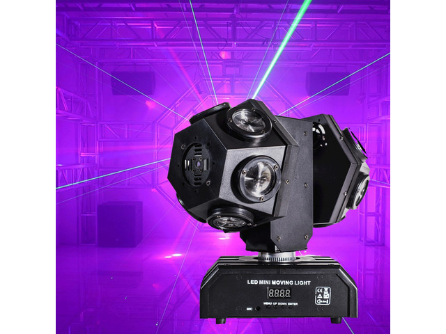 Moving Head DJ Light with Rotating Beam - Stage Light, Sound Activated, DMX512, Perfect for DJ, KTV, Disco, Party, Wedding, Festival