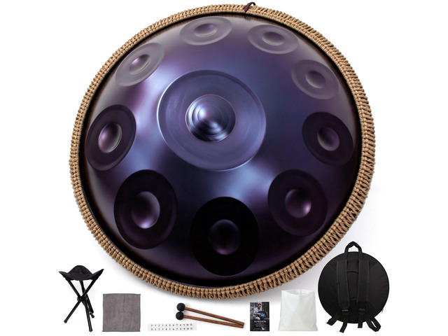 Handpan Drum 19 Inch for Beginners 10 Notes - Hand Pan Drum(Purple) Hand Drum D Minor Kurd 432Hz Professional Hand Pan,Handpan Instrument,Premium...