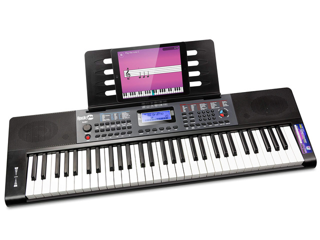 RJ461 61 Key Keyboard Piano with Pitch Bend for Beginners Beginner electric keyboard piano with pitch bend, power supply, note stickers and...