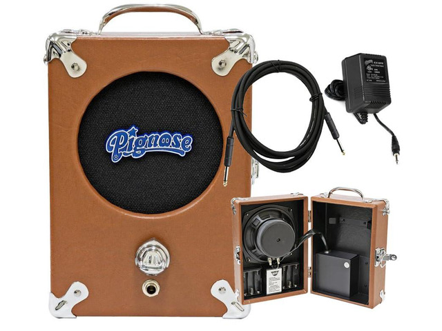 Pignose Legendary 7-100 Portable Guitar Amplifier with Bundle Featuring AC Power Supply, Cable, Can Operate on Batteries - Brown Tolex Finish BR