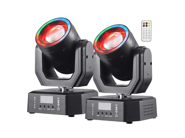 Mini Moving Head Light, 30W Compact Led DJ Stage Lights Moving Head Beam with Halo Effects, Remote/ DMX512/ Sound Control for Wedding DJ Party...