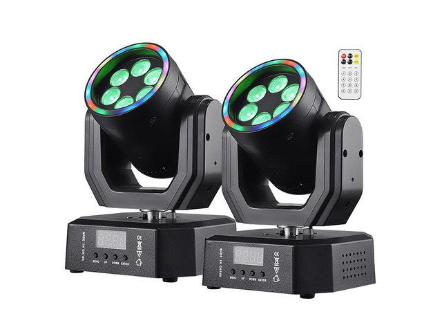 Mini Moving Head Light, 30W Compact Led DJ Stage Lights Moving Head Wash with Halo Effects, Remote/ DMX512/ Sound Control for Wedding DJ Party...