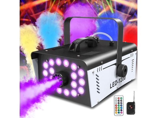 1200W Fog Machine Halloween Outdoor, 18 Lights 6000 CFM Smoke Machine Fog Indoor Fog Machine with Remote for Wedding Party DJ Disco