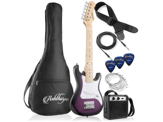 30-inch Kids Electric Guitar Beginner Kit with Amplifier (Purple), Basic Starter Package w/Gig Bag, Strings, Strap, Picks