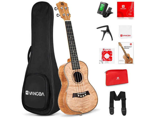 Concert Ukulele 23 inch Ukelele Kit Arm Rest Ukulele Okoume Wood Four String Wooden Hawaiian Starter Uke for Beginners Professional Adults