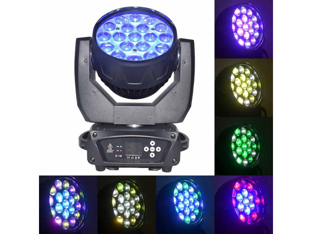 19x15W Zoom Beam Wash Moving Head Light for Stage Lighting Effect with RGBW 4in1 LED and DMX Control Dj Disco and Nightclub