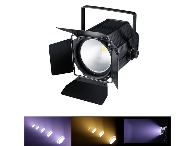 COB Stage Lights with Barn Doors, COB Par Light 200W LED 3500~7500K Warm White & White, DMX512 Master-Slave Sound DJ Lighting Spotlight Fresnel for...