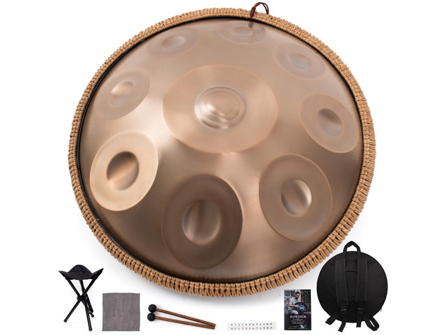 Handpan Drum 19 Inch for Beginners 10 Notes - Hand Pan Drum(Gold) Hand Drum D Minor Kurd 432Hz Professional Hand Pan,Handpan Instrument,Premium...