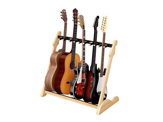 Bamboo Multi Guitar Stand, Guitar Rack for Multiple Guitars(Nature-B) Adjustable Dividers Fits Acoustic, Electric & Bass Foam-Padded Supports...