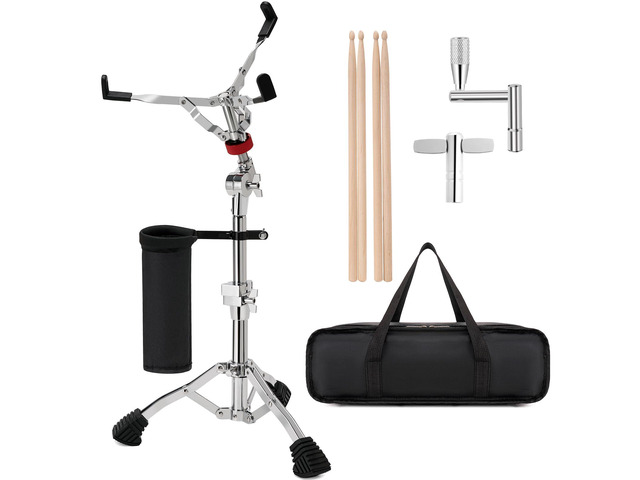 Heavy-Duty Snare Drum Stand for 8' to 14' Snare Drum & Practice Pad Height Adjustable Ultra Sturdy Double-Braced Steel Stand with 5A Drum Sticks,...