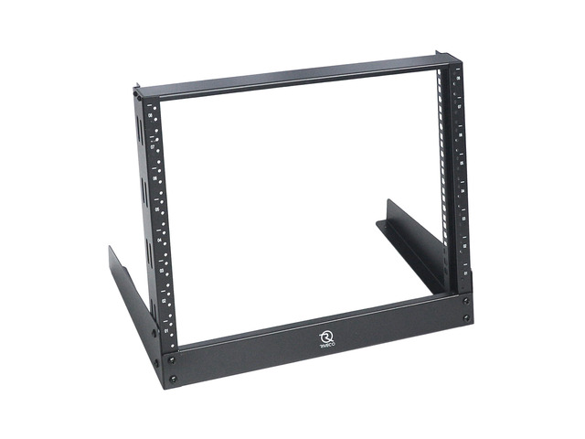8u Tabletop Rack for Audio & Network, Desktop Rack Shelf Tappered Holes Open Frame Sound Recording Shelf Free Standing 2 Post Black