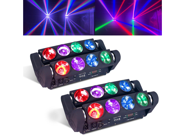 8x15W Spider Moving Head Light LED RGBW 4in1 Portable Stage Light, Strobe Party Beam DJ Lighting DMX 512 & Sound Activated for KTV Disco Party...