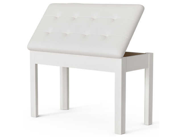 Tufted Leather Piano Bench, Solid Wood Legs, Elegant Duet Stool with Hidden Sheet Music Compartment, Padded Cushion for Piano, Keyboard, or Vanity...
