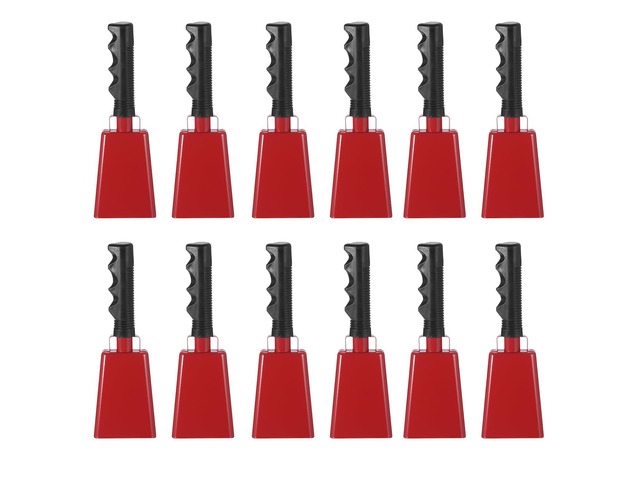 9inch Cow Bells for Football Games, 12pcs Cowbells for Sporting Events Bulk Loud Noise Makers Metal Cow Bell with Handle for Cheering Competition...