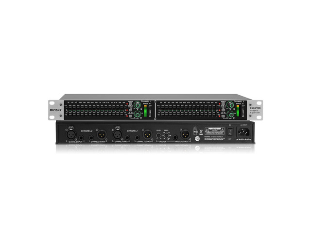 Stereo Graphic Equalizer 15-Band EQ for Home Audio System, Rack Mount Dual Channel Pro DJ Equalizer with Subwoofer Output, Noise Reduction (EQX-215S)