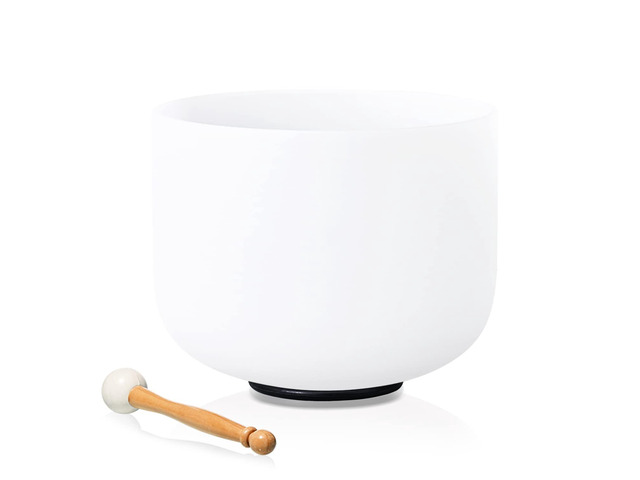 8 Inch E Note Frosted Quartz CrystalSinging Bowl Solar Plexus Chakra, Sound Bowl, Mallet and O-ring, Sound Healing Meditation