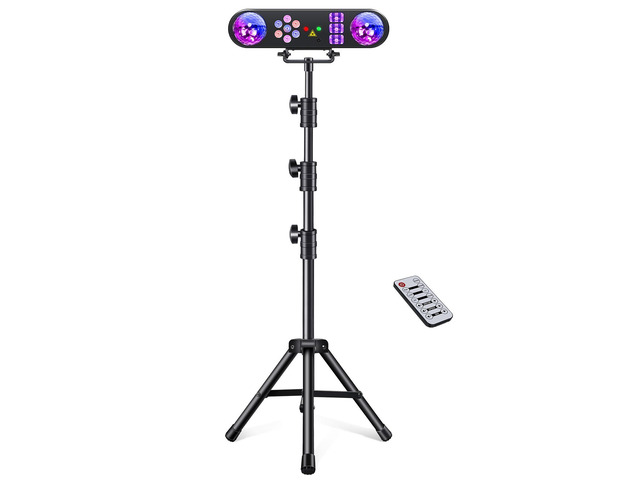 DJ Light with Stand,Party Lights DJ Disco Light Sound Activated,5 in 1 Party Light Package with Rotating Ball,Strobe,UV,Colorful LED Par Lighting...