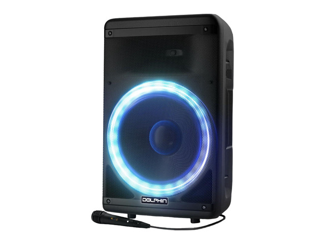 BoxParty 1600: 15' High Powered Bluetooth Party Speaker Deep Bass, Loud Sound System with LED Lights, Includes Microphone and Remote Control