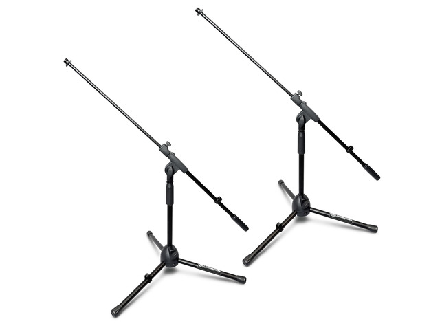 AxcessAbles Low-Profile Microphone Tripod Stand with Boom Arm Adjustable Height Short Floor Mic Stand with Boom Kick Drum Mike Stands Guitar...