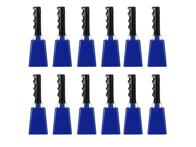 9inch Cow Bells for Football Games, 12pcs Cowbells for Sporting Events Bulk Loud Noise Makers Metal Cow Bell with Handle for Cheering Competition...